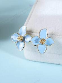 1 对多色滴油四瓣花多巴胺耳钉