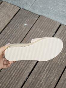 Women's Straw Wedge Rope Open Toe Slippers, Thick Sole Elevated Platform Sandals For Summer Outdoor Wear - Beige - View 8
