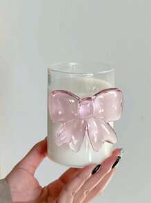 1 Pink Cute Bowknot Cup - Heat-Resistant High Borosilicate Glass Coffee Cup, Milk Cup, Cold Drink Glass Cup Perfect For Valentine's Day, Weddings, Anniversaries, Candlelight Dinners, And Elegant Cocktail Or Wine Parties - Perfect For Home Decoration, Photo Props, And Gifts For Holidays, Birthdays, And Parties, Reusable Back To School