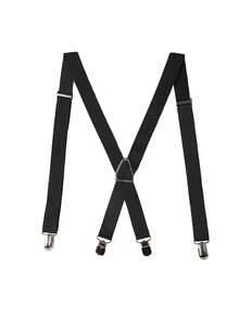 男士吊带可调节背带带 4 个强力金属夹弹性 X 型背部重型吊带男女皆宜