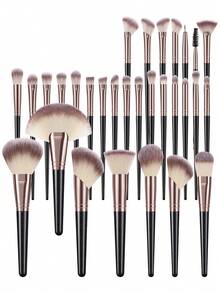 30pcs Makeup Brush Set,Powder Brush Contour Brush Blush Brush Highlight Brush Eyeshadow Brush Eyebrow Brush Eyelash Brush Shadow Brush Blending Brush Smudge Brush,Makeup Tools With Soft Fiber For Easy Carrying,Brush For Travel,Gift For Women&Girls. - 彩色 - 查看 2