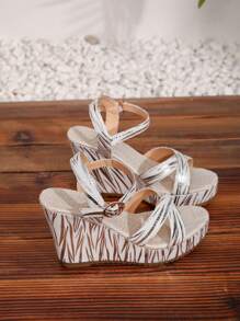 Bohemian Party Summer New Thick Bottom Wedge Strap Round Toe High Heel Sandals For Women, Fashion