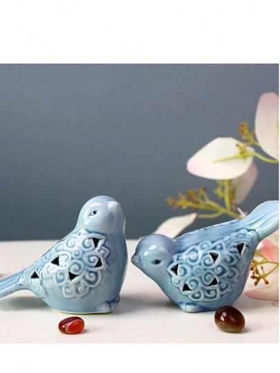 Ceramic Bird Figurines Set Of 2,Decorative Art Craft Collectibles For Home, Office, Car, And Tea Table,Versatile Room Decor, Washable, Ideal Gift For Friends
