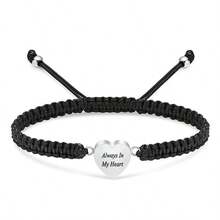 Pulseira de urna para cinzas, joias de cremação, corda trançada, pulseira ajustável, pulseiras memoriais de aço inoxidável, suporte para cinzas, joias de lembrança - sempre em meu coração - Coração sempre - Ver 9