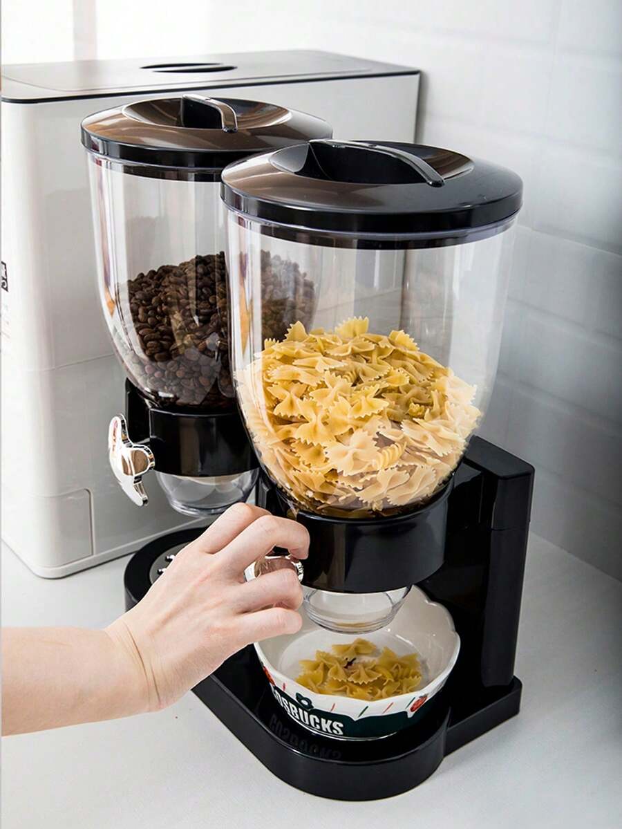 1 件双头塑料谷物分配器、谷物分配器、食品容器、早餐谷物容器、厨房燕麦片储藏箱、零食储藏罐、单桶谷物分配器、食品容器、储藏箱 - 彩色 - 查看 1