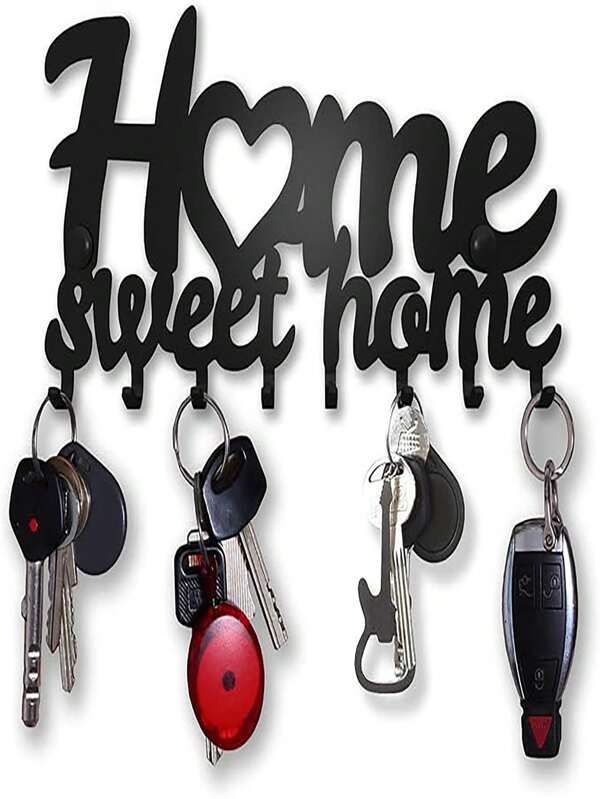 Wall Mounted Key Holder, Wall Decor Key Rack, Home Llavero De Pared, Corridor Metal Wall Decor, Entryway, Small Coat Rack, Farmhouse Sweet Home Signage