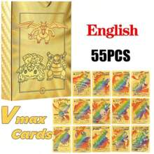 pokemon 55pcs/Box Rainbow Gold Silver Black English Cards Anime Pikachu Charizard Eevee Battle Game Collection Toys Gifts