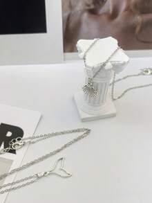 2pcs Couple Shell Charm Necklace - Silver - View 3