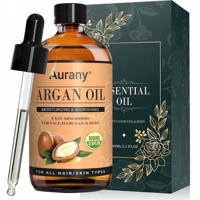100% Pure and Natural Argan Essential Oil,Hair Care Oil For Moisturize and Relieve Dry Hair ,Natural Cold Pressed Oil ,Suitable For Face,Hair,Nail,Body,Hand and Feet-30ml/1fl oz-100ml/3.5fl oz