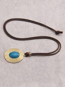 1 件蓝色珐琅猫眼奢华男士项链，西式 BOLO TIE 复古时尚吊坠项链，欧美复古风格，毛衣链配饰，男士圣诞礼物 - 波洛項鍊 - 查看 15