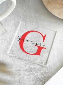 1 Customized Square Acrylic Coaster With Initials, Personalized Name Coaster, Birthday Gift, Beverage Coaster, Personalized Coaster, Gift For Parents, Home Gift