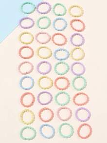100 Children's Basic Colorful Small Hair Rings Suitable For Girls' Hair Rings Mother's Day Casual Daily Decoration - Multicolor - View 2