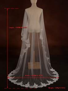 1 Pc European & American Style Handmade Lace Trim, Elegant Trailing Bridal Wedding Dress Accessories Shawl Cape Fall Clothes For Women - White - View 5