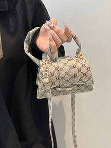 Mini Handbag, Minimalist Exotic Style Tote Bag, Versatile Fashion Shoulder & Crossbody Bag, Presbycrime Women Purse - Khaki - View 5