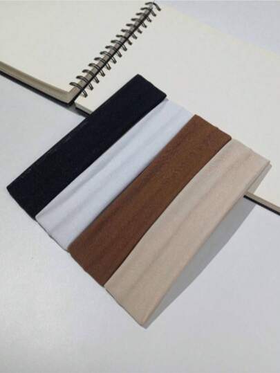 4 peças Faixas de Cabeça em Cor Sólida Adequado para Exercícios Diários Casuais