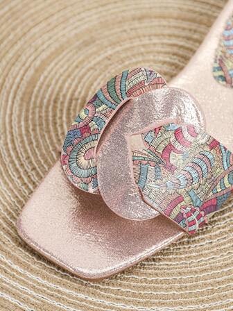 2025 New Arrival Slip-On platta sandaler, lågklackade mulor, Casual Beach Shoes för kvinnor, öppen tå, justerbar ankelrem, Plus Size 41-44