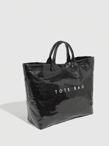 Large Capacity Fashion Transparent Jelly Tote Bag, PVC Waterproof Handbag Shopping Bag, Neutral Oversize Bag, Retro Casual Chic Tote Bag, Suitable For School/Workout/Travel