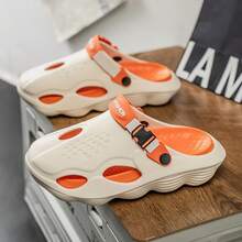 Men's Anti-Slip Beach Sandals, Outdoor Thick Bottom Clogs, Bubble Slippers With Toe Cover, Slip-On Slouchy Shoes For Students - Rice Orange - View 5
