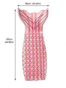 1pc Summer New Mermaid Inflatable Pool Float, PVC Foldable Pool Floating Single Lounger, Mermaid Inflatable Floating Bed, Available With Air Pump Set - Multicolor - View 12