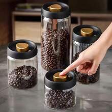 Contenitori per la conservazione, contenitori in vetro a tenuta d'aria con coperchio ermetico per la conservazione a prova di umidità di chicchi di caffè, polvere di caffè, tè sfuso, noci e cereali, organizer e conservazione da cucina, utensili da cucina