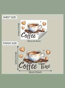 1pc/3pcs/5pcs Fashionable Coffee Cup With Heart Wall Sticker - Self-Adhesive Removable Vinyl Decal, Suitable For Kitchen, Living Room And Bedroom Decor Home Bathroom Decor Bath Rug Floor Carpet Fall Decor Bathroom Accessories