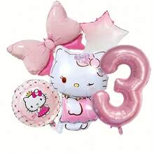 5 pezzi Palloncini in alluminio con motivi cartoni animati di Hello Kitty di Sanrio, decorazione per feste di compleanno, scena di compleanno con gatto carino KT