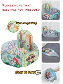 卡通球坑儿童游戏围栏干池球婴儿球池篮球架游戏围栏儿童帐篷婴儿公园游乐场（不含球） - 彩色 - 查看 3