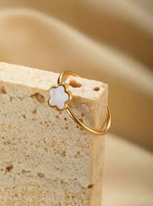 1 stuk elegante ring in de vorm van een schelp en een ster van roestvrij staal, cadeau voor vrouwen
