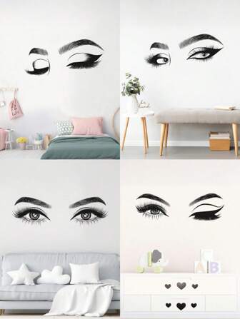 Eyes Wall Decals Big Eyes Lash Room Decor Fashion Eyelash Wall Sticker Removable Diy Mural Art Women Beauty Room Decor Beauty Salon Decor For Make Up Salon Living Room Bedroom