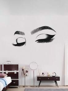 Eyes Wall Decals Big Eyes Lash Room Decor Fashion Eyelash Wall Sticker Removable Diy Mural Art Women Beauty Room Decor Beauty Salon Decor For Make Up Salon Living Room Bedroom - Black - View 9