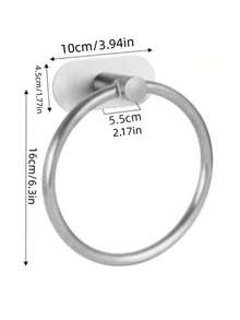 1pc Bathroom Towel Holder Ring, Stainless Steel Towel Storage Hanger Rack - Multicolor - View 12