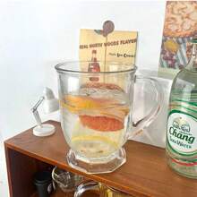 1 pieza Vaso de vidrio de gran capacidad de 480/650ML, estilo retro, ideal para jugo, café, leche - perfecto para el té de la tarde, regalos festivos, lavar a mano