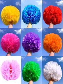 1 pieza Pompón sólido mate de color, Pompones de animación para baloncesto, deportes, danza, competiciones de gimnasia, actuaciones de baile cuadrado, decoraciones de actividades en equipo, adecuado para diversos eventos escénicos, Pompón de doble cabeza