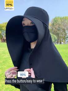 Multi-Functional Sun Protection Hat With Ponytail Hole, Large Brim Riding/Travel Sun Hat With Neck Cape, UVP Protection, Suitable For Daily, Festival, Gathering In Summer - Multicolor - View 8