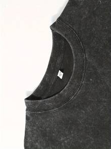 Childhood Memories Of Pete Cat Pure Cotton Short Sleeved Round Neck T-Shirt, Retro Washed T-Shirt - Retro Washed Appearance, Comfortable Casual T-Shirt - Black - View 4