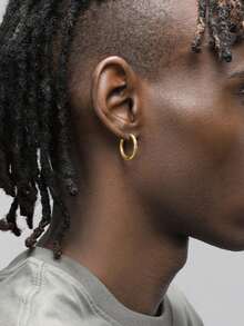 2pcs Hip-Hop Golden Circle Shape Earrings - Personalized Simple Golden Color Circle Earrings, Can Be Matched With Daily Clothing, Party Jewelry, Graduation Season Gift Birthday Gift First Choice
