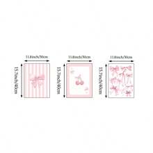 3pcs Pink Bow Watercolor Wall Art Picture Girly Canvas Prints Paintings Preppy Poster Decor For Bedroom, Living Room, Or Office College Apartment Room Decor No Frame