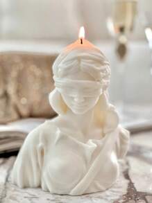 1PC Greek Roman Goddess Of Justice Candle Mold DIY Blinded Girl Bust Gypsum Mould Home Decoration Ornament Epoxy Resin Mold Handicraft Making Casting Molds