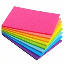 (8 Pad) notes adesive rigate 4x6 pollici, 8 colori, note adesive brillanti e rettangolari di grandi dimensioni per ufficio, casa, scuola, riunioni, 40 fogli/blocchetto, forniture scolastiche, back to school