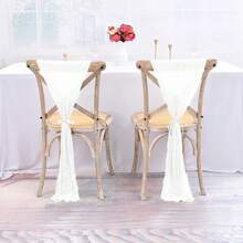 1pc/5pcs/10pcs/20pcs (275*40cm) Chiffon Fabric Chair Sash, Wedding Aisle Chair Bow Design, Universal Chair Cover Sash Suitable For Wedding Reception Party Hotel Event Decoration (Sage Green)