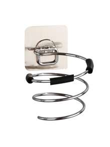 1 pezzo/2 pezzi Supporto da parete per asciugacapelli, supporto in acciaio inossidabile per asciugacapelli, rastrelliera per salone/camera da letto/bagno (con pellicola adesiva e pad antiscivolo), essenziali per il ritorno a scuola, viaggi e vacanze, accessori per capelli per donne
