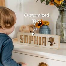 1pc Personalized Wooden LED Lamp, Custom Name Engraved, USB Powered, Selectable Small Icons, Suitable For Bedroom, Living Room, Great Gift For Children's Day, Birthday, Independence Day, Christmas, Mother's Day, Anniversary Back To School