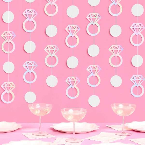 12 PÉS CADA Anel de noivado Guirlanda Decorações de despedida de solteira, Amarrando o nó Decoração de noiva Bach, Cenário de cabine de fotos para festa de noivado, Suprimentos para proposta, Decoração de festa de aniversário, Decoração de despedida de solteiro, Decoração de coquetel