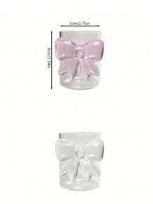 1 Pink Cute Bowknot Cup - Heat-Resistant High Borosilicate Glass Coffee Cup, Milk Cup, Cold Drink Glass Cup Perfect For Valentine's Day, Weddings, Anniversaries, Candlelight Dinners, And Elegant Cocktail Or Wine Parties - Perfect For Home Decoration, Photo Props, And Gifts For Holidays, Birthdays, And Parties, Reusable Back To School