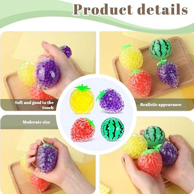 1/5/12pcs Fruit Squeeze Stress Relief Ball, Squeeze Toy For Adults, Mini Squeeze Ball, Party Favor, Stress Relief Toy, Easter Basket Filler - Multicolor - View 9