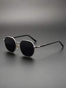 1 件金属几何复古简约圆框防紫外线男士太阳镜，适合夏季休闲装、海滩度假装饰、学校海滩配饰太阳镜太阳镜遮阳镜，适合夏季海滩度假、户外、旅行
