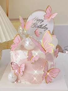 20/10Pcs Paper Butterfly Cake Decoration Ornament (10pcs In A Pack) - Comes With 10 Wires And 10 Glue Dots, Suitable For Butterfly Cupcake Topping, Women's Party Cake Decoration, Birthday Anniversary Cake Topping, Wedding Cake Decoration, Mother's Day Cake Topping, Mixed Size