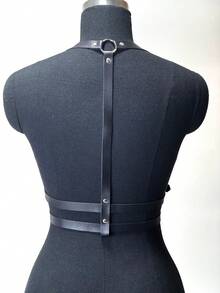 1pc Women's Fashion PU Leather Gothic-Style Belt With Rivet Embellished Holiday Cosplay Outfit - Black - View 3