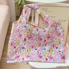 Sanrio 1pc Hello Kitty Large Foldable Bag, Convenient To Carry Large Capacity Supermarket Shopping Bag, Oxford Cloth Tank Top Storage Bag