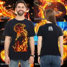 Playera Unisex con Estampado de anime Kimetsu no Yaiba Rengoku  | Diseño Urbano y Comodo | Streetwear, Festivales y Uso Diario | Algodón Peinado y Corte Holgado  | Ideal para Outfits Casuales, Fiestas o Regalos | Hombre y mujer - Negro - Ver 4